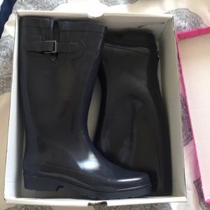 Navy blue rain boots
